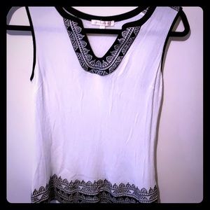 Skies are blue black & white shirt